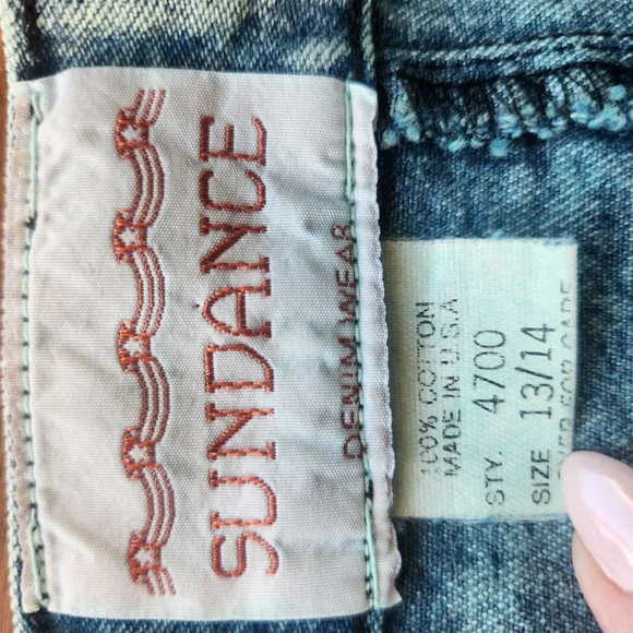 VINTAGE 80s SUNDANCE DENIM JEAN MIDI SKIRT ACID WASH BLUE FULL A LINE POCKETS - Picture 6 of 6